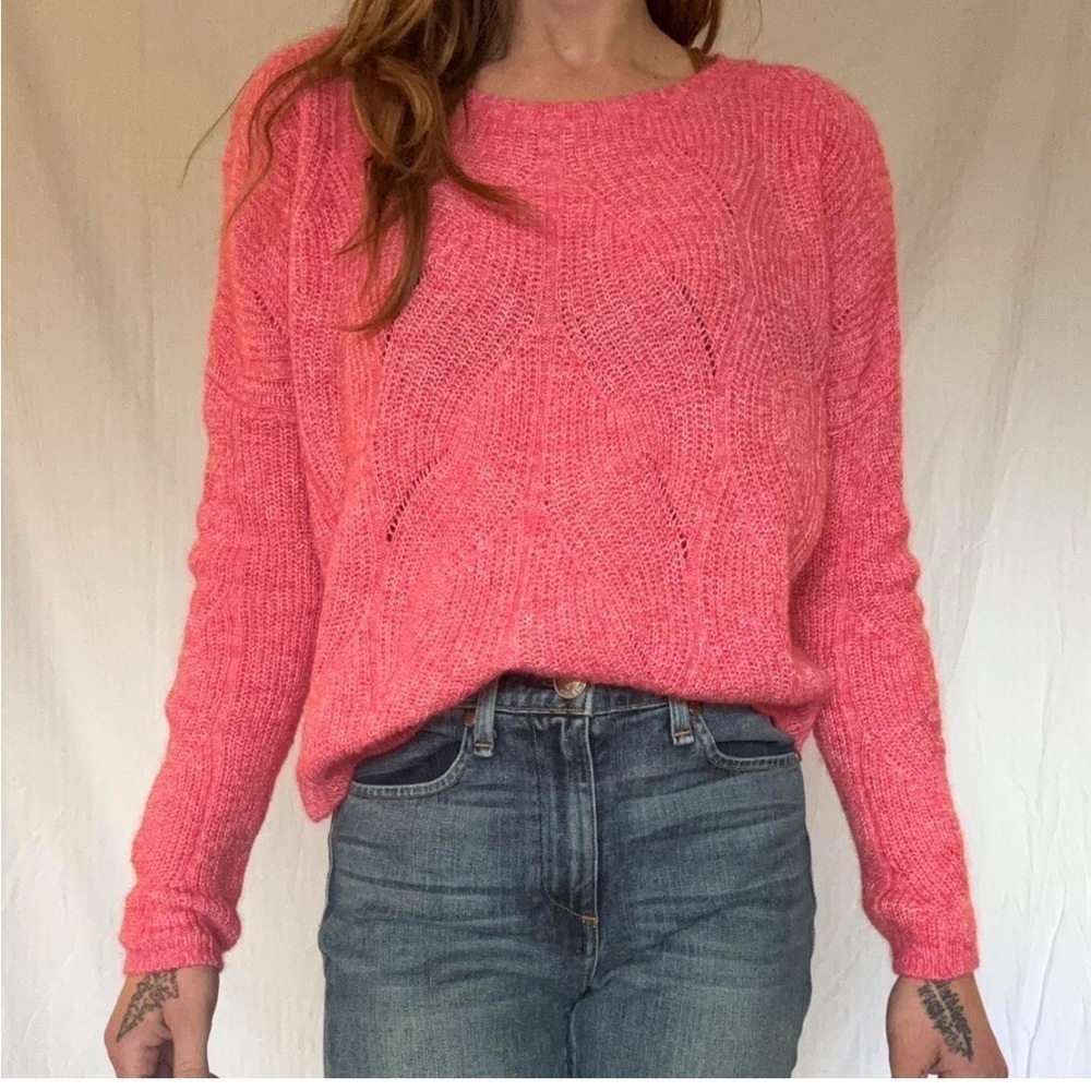 Anthropologie Pink Wool Blend Pullover Sweater